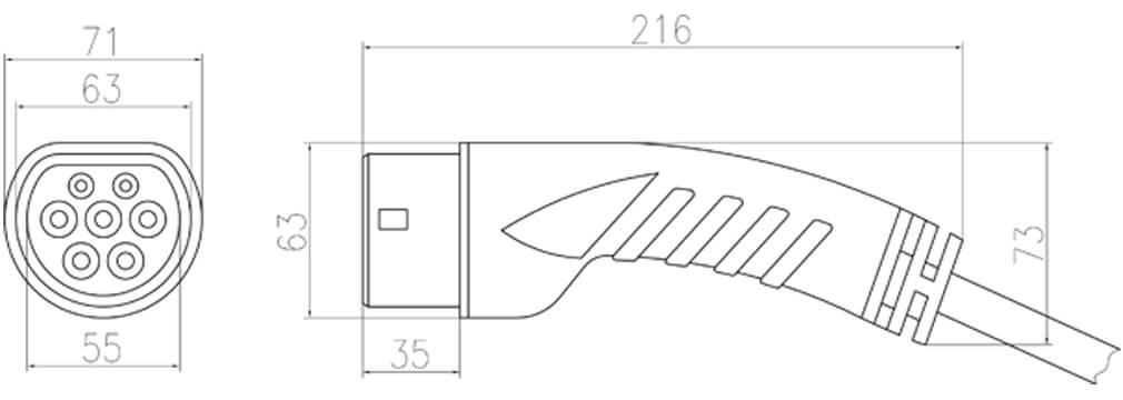 Type 2 IEC 62196-2 Female plug(7kW 11kW 22kW )EV Plug