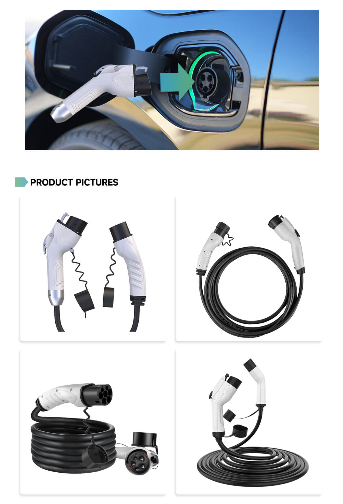 TTCHARGER EV Cable（32A 7kW）With 5m SAE J1772 to IEC 62196-2 Charging Cable